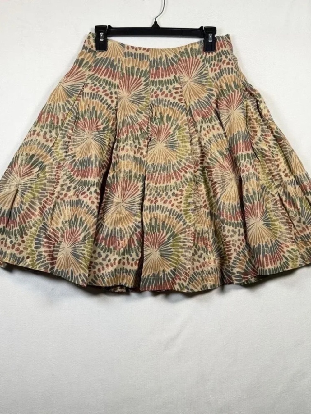 TOAST Linen Multicolor Metallic Print Pleated Full Skirt Lined 8 USA 4